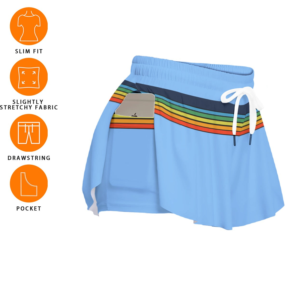 Rainbow Vintage Women's Sport Skorts With Pocket