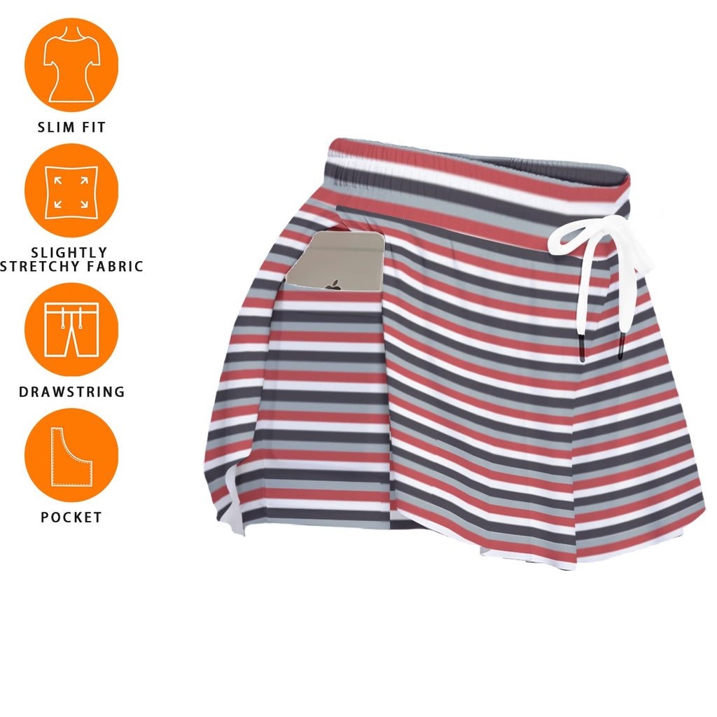 Striped Women's Sport Skorts With Pocket