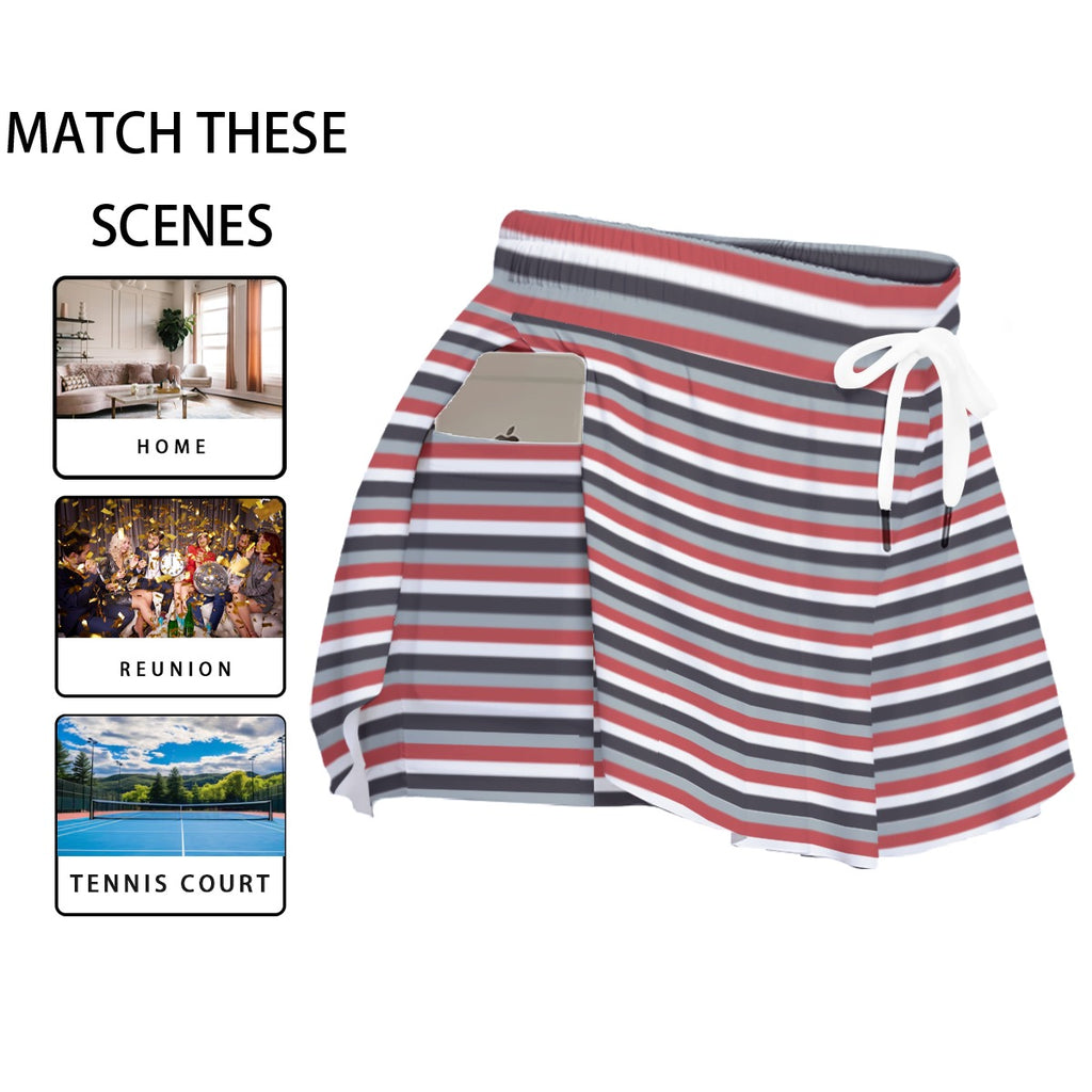 Striped Women's Sport Skorts With Pocket